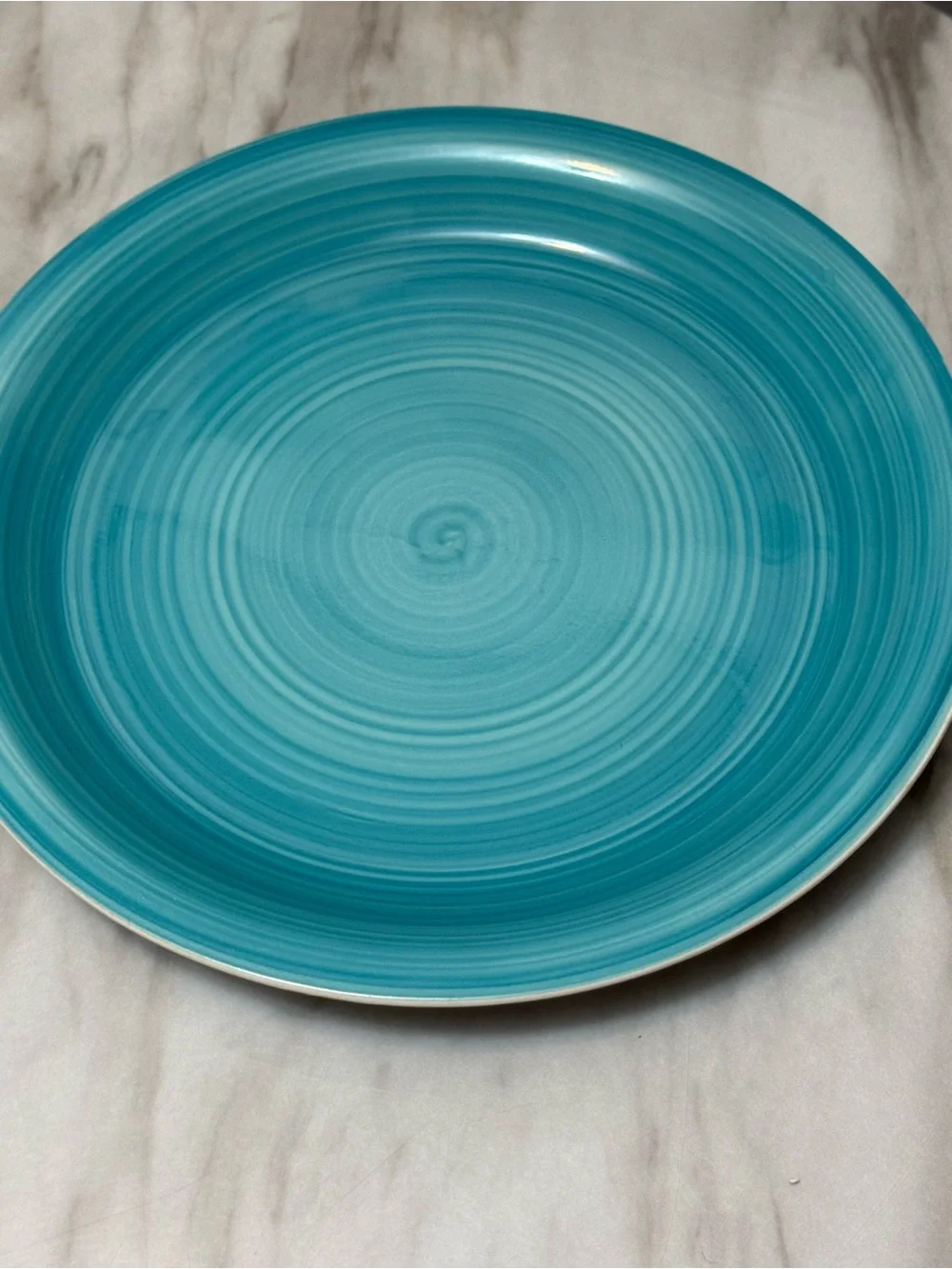 Dover & York Aqua / Turquoise Swirl stoneware ceramic dinner plate10.5”